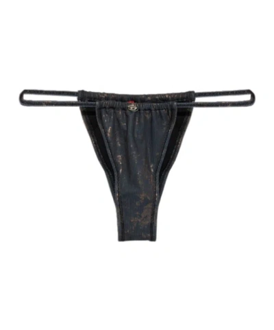 Diesel Jodie-ultl Metallic-effect Bikini Bottoms In Blue