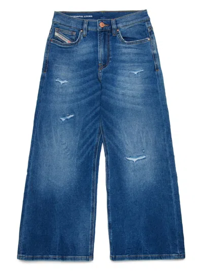 Diesel Kids' Joggjeans Straight Medium Blue With Rips