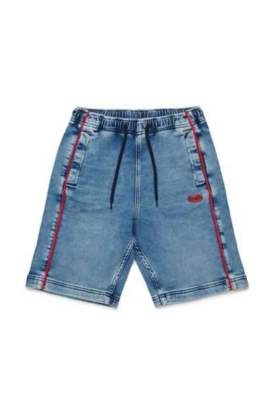 Diesel Kids' Joggjeans Denim Shorts With Logo In Blue
