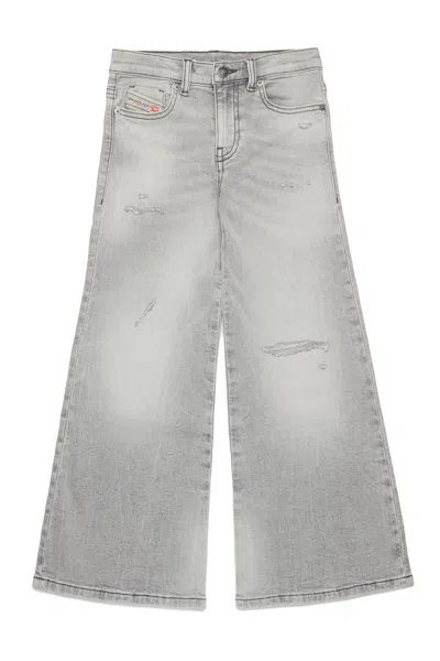 Diesel Kids' Joggjeans Flare Grey With Tears In Black