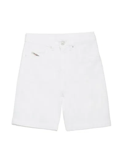 Diesel Kids' D-macs-sh-j Logo-patch Shorts In White
