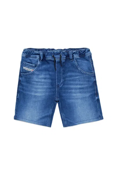 Diesel Kids' Joggjeans Shorts In Mid-blue With Shades