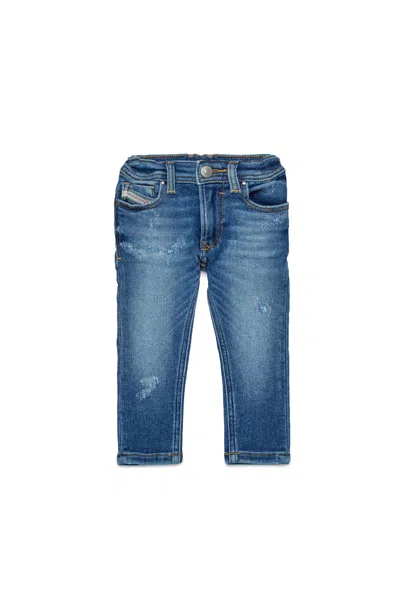 Diesel Joggjeans Skinny Blu Medio Con Abrasioni In Blue