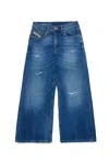 Diesel Joggjeans Straight Medium Blue With Rips In Blue