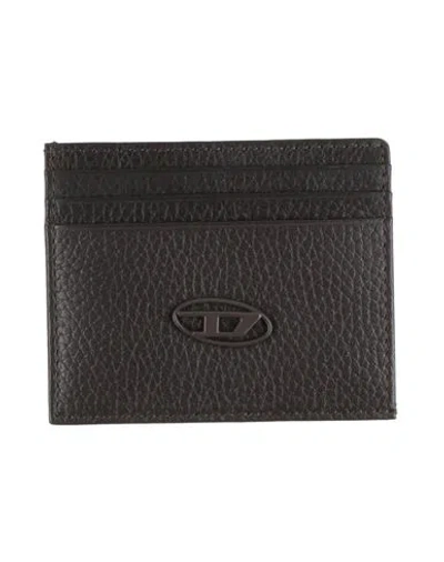 Diesel Johnny Man Cardholder Dark Brown Size - Cow Leather, Zamak