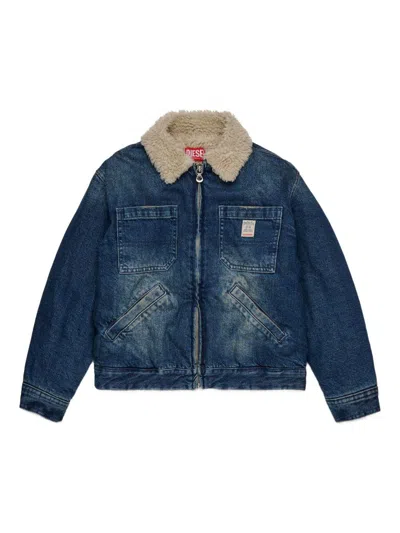 Diesel Kids' 'jomox-fur' Jacket  In Blue