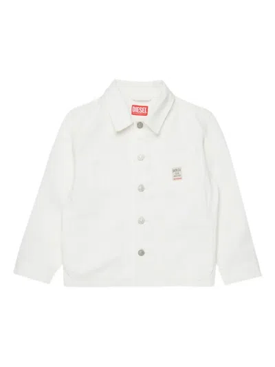 Diesel Kids' Jstack Patch-pocket Denim Jacket In White
