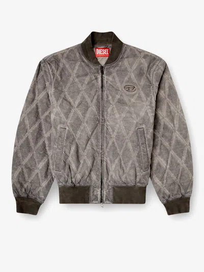 Diesel J-type-treat Diamond-quilted Cotton Blend Jacket In Gray
