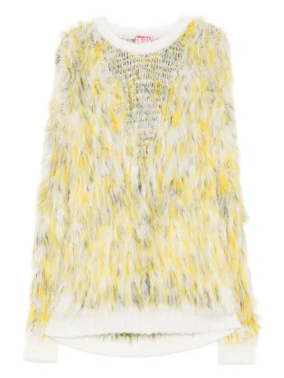 Diesel Jumper In Fluffy Jacquard Knit In Yellow