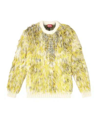 Diesel Jumper In Fluffy Jacquard Knit In Yellow