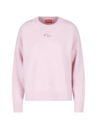 Diesel Soft Knit Sweater With Oval-d Cut-out Design In Pink