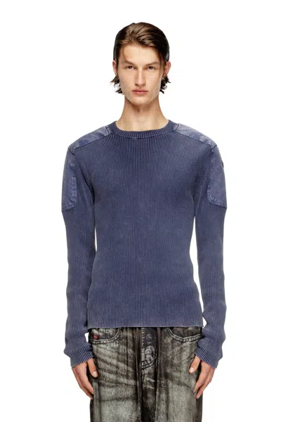 Diesel Jumper With Contrast Shoulder Panels In Blue