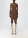 Diesel Green Ribbed Viscose M-caddix Minidress In Brown
