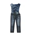 Diesel Jumpsuit In Glossy Coated Tencel Denim In Black