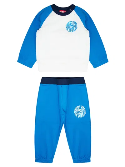 Diesel Junior Kids Crewneck Sweatshirt Jogger Set In Blu