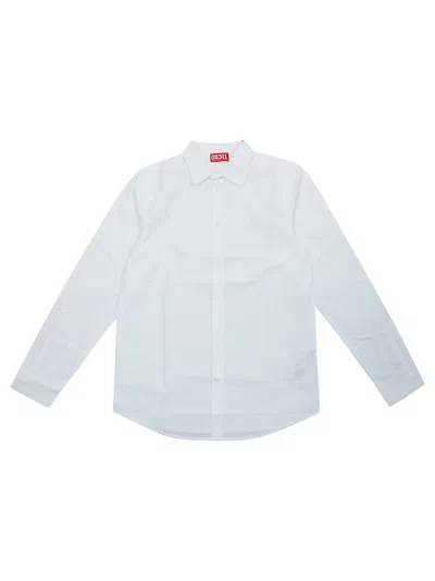 Diesel Junior Mini Base Logo Shirt In Bianco