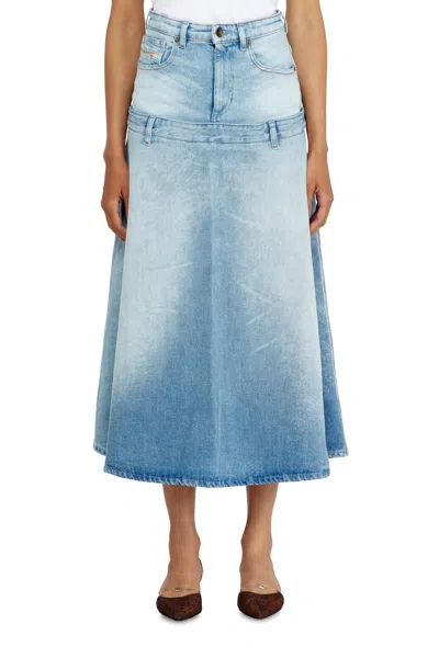 Diesel Denim Skirt With Layered Design In Blue