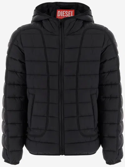 Diesel Kids' Jwstone Nylon Down Jacket In Black