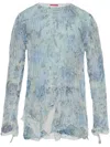 Diesel Dishevelled Knit Jumper With Floral Print In White