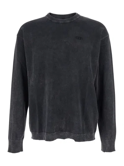 DIESEL K-BENNIE GREY CREWNECK T-SHIRT WITH LOGO EMBROIDERY ON THE FRONT IN COTTON MAN