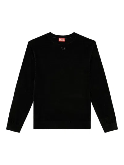 Diesel K-cevro Round-neck Oval D Logo Plaque Sweater In Black