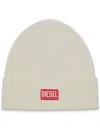 Diesel K-coder-h Logo Patch Ribbed Beanie In White