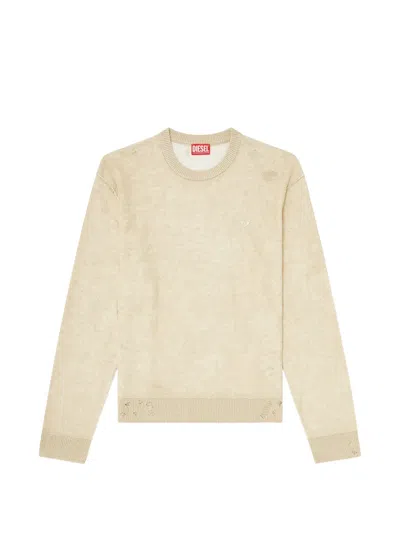 Diesel Distressed Knitted Sweater In Neutral