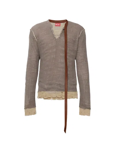 Diesel K Daianeris Sweater Long Sleeves Round Neck In Neutral