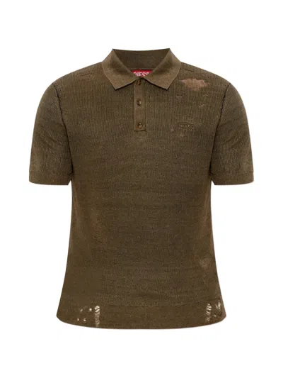 Diesel K-danny Distressed Polo Shirt In Green
