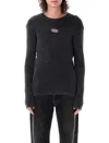 Diesel Darin Black Crewneck T-shirt With Oval D Logo Cut-out On The Front In Cotton Man In Black