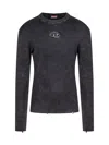 Diesel Darin Black Crewneck T-shirt With Oval D Logo Cut-out On The Front In Cotton Man In Black