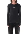 Diesel Darin Black Crewneck T-shirt With Oval D Logo Cut-out On The Front In Cotton Man In Black