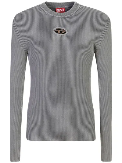 Diesel Grey Crewneck T-shirt With Oval D Logo On The Front In Cotton Man