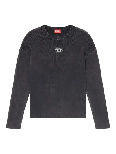 Diesel K-darren-d Oval D Logo Knitted Jumper In Gray