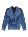 Diesel Phoenix Graphic Crewneck Sweater With Washed Effect In Blue