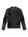 Diesel Destroyed Jumper With Floating Yarns In Black