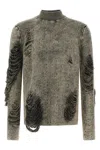 Diesel Textured Long Sleeve Sweater With Ribbed Collar In Gray
