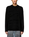 Diesel K-floyd Wool Double Jacquard Oversized Fit Crewneck Sweater In Deep Black