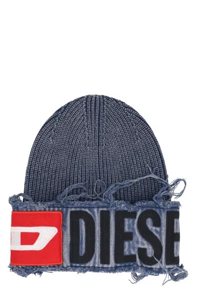 Diesel K-frok Knitted Beanie In Gray
