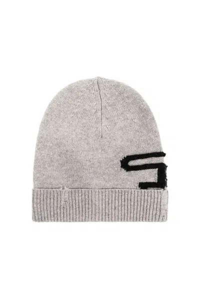 Diesel K-peel Wool Beanie In Grey