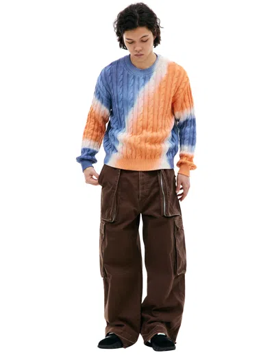 Diesel K-janci Cotton Tie Dyed Cable Knit Loose Fit Crewneck Sweater In Multicolor
