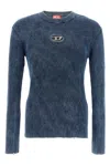 Diesel 'darin' Blue Crewneck T-shirt With Oval D Logo Cut-out On The Front In Blue