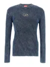 Diesel 'darin' Blue Crewneck T-shirt With Oval D Logo Cut-out On The Front In Azul