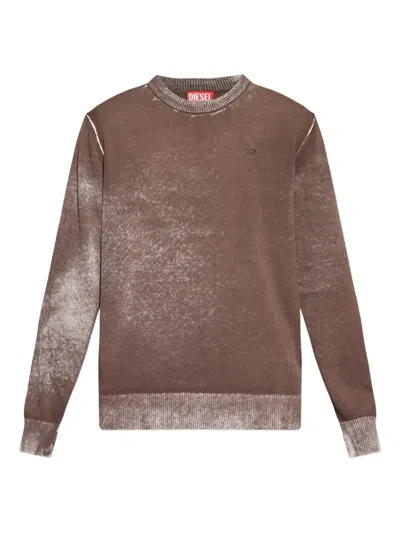 Diesel K-laurent Logo-embroidered Sweater In Brown