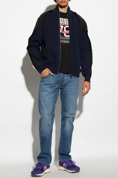 Diesel Leuca Zip Front Sweater Jacket In Navy Blue