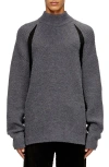 Diesel Alpaca-blend Jumper With Contrast Inserts In Gray