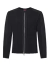 Diesel K-matty Black Crewneck Ribbed Knit Sweatshirt With Front Zip Closure In Cotton Man In Black