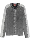 Diesel K-matty Contrast Panel Zip-up Cardigan In Grey