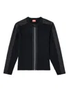 Diesel Zipped Cardigan With Utilitarian Panels In Black