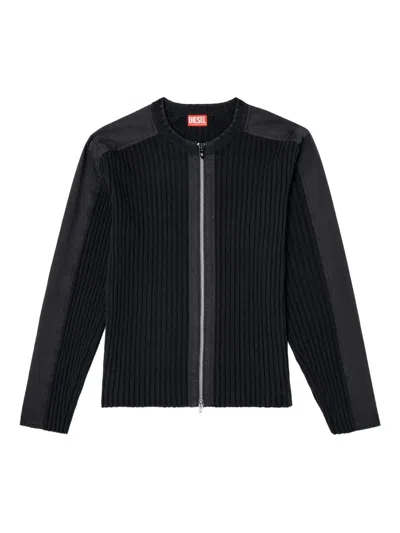 DIESEL K-MATTY RIBBED ZIP-UP CARDIGAN